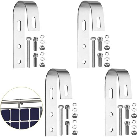 4PCS Crochets de Fixation pour Panneaux Solaires Crochets de Montage en Acier Inoxydable 304, Adapté à Panneaux Solaires pour Fixation, Balcon, Camping-Cars, Bateaux, Argent (1/5)