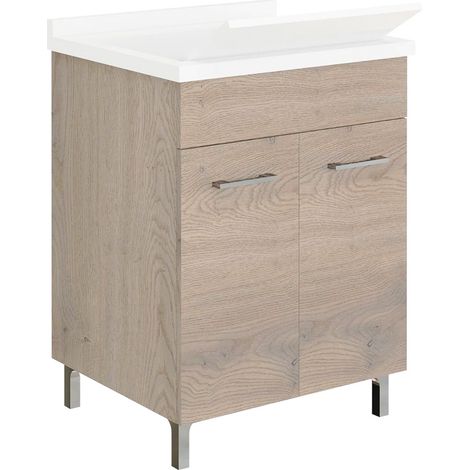 MOBILE LAVATOIO A DUE ANTE cm 58,2 x 50 x h.83,5 - noce americano  - SAVINIDUE