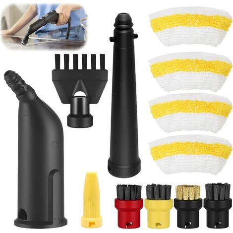 Passend für Kärcher Dampfreiniger SC1, SC2, SC4 und SC5: Bezug, Tuch, Nylon- und Kupferbürste – 12-teiliges Zubehörset