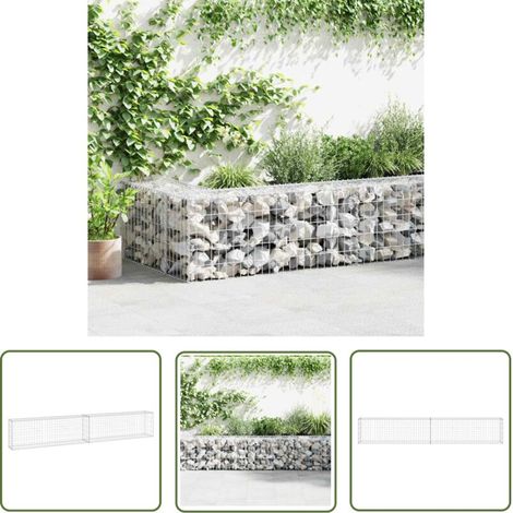 The Living Store Mur en gabion avec couvercles Acier galvanisé 300x30x50 cm - Mur De Soutènement - Gabion - Clôture Métallique - Décoration Jardin - Protection Terrain (1/4)
