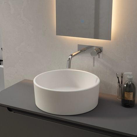 Lavabo à poser rond 41 5x41 5x15 5 cm Blanc mat (1/4)