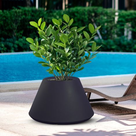 Vaso da Esterno/Interno Stromboli Antracite diam.60×35 cm in Resina (1/4)