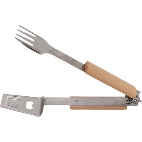 Pinces à barbecue, spatule à barbecue, pinces à fourchette, pinces à barbecue durables en acier inoxydable, pinces de buffet multifonctions avec long manche pour le camping (1/5)