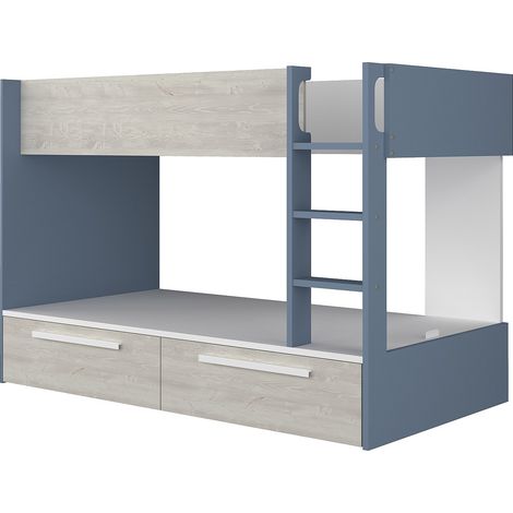 Letto a castello 2 cassetti 2 x 90 x 200 cm Blu, Naturale e Bianco - TINOLI