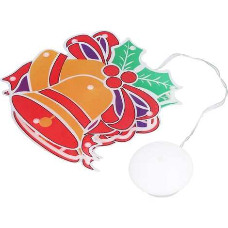 Décoration lumineuse LED de Noël avec ventouse, clochette de Noël, guirlande lumineuse pour vitrine, décoration festive, petite clochette (sans pile) (1/5)