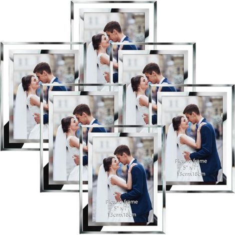 Cadres photo argentés - Design élégant - Lot de 6 - 13 x 18 cm