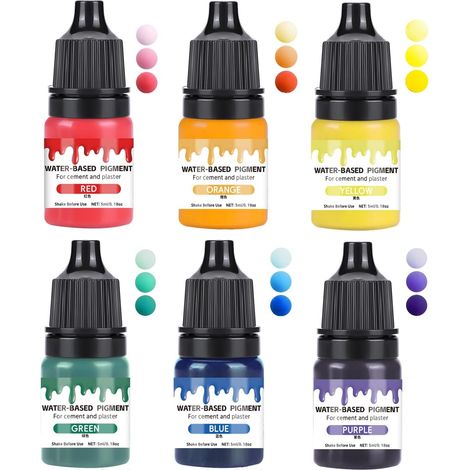 6 Couleurs Colorants Pigments Liquides pour Plâtre, Béton, Résine, Ciment, Moulage (1/5)