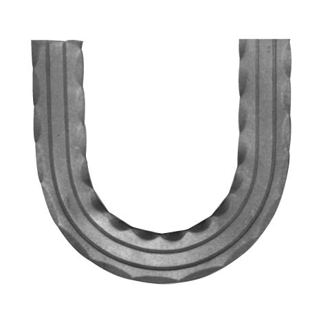 Corrimano sagomato scanalato 180° martellato angolo - Altezza 200mm larghezza 40mm spessore 8mm - Da saldare