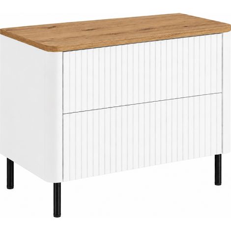 Mobile bagno 80, Bianco, piano rovere craft, gambe nere, 80,8 x 44,2 x 65 cm (1/5)