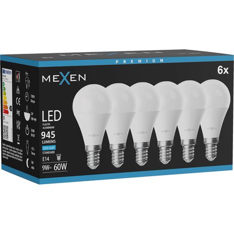 Mexen Nova 6x LED-Glühbirne E14, G45, 9W, Kalt - 6500K, 945 lm - L101-E14-0965-01x06 (1/5)