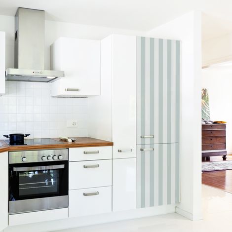Sticker réfrigérateur et lave vaisselle, rayure vert de gris, tendance rayure, 180 cm X 59,5 cm