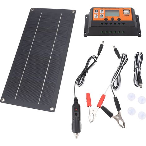 Kit contrôleur de panneau solaire 60 W, chargeur de panneau solaire en silicium monocristallin 12 V/24 V, contrôleur 100 A pour camping-car, voiture, bateau (1/5)
