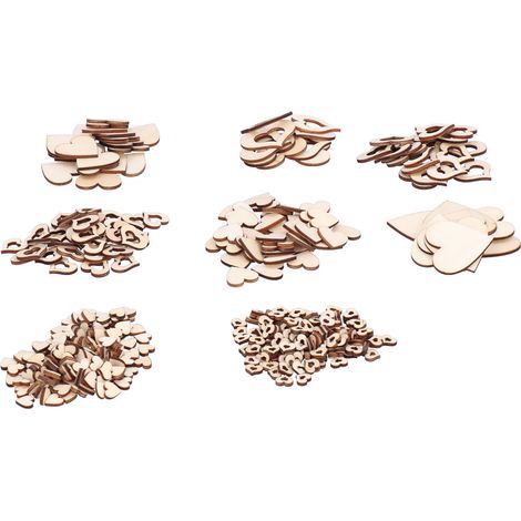 400 pèces Cœurs en Bois Évidés Décoratifs, Tranches de Bois Artisanales pour Mariage Fête (1/5)