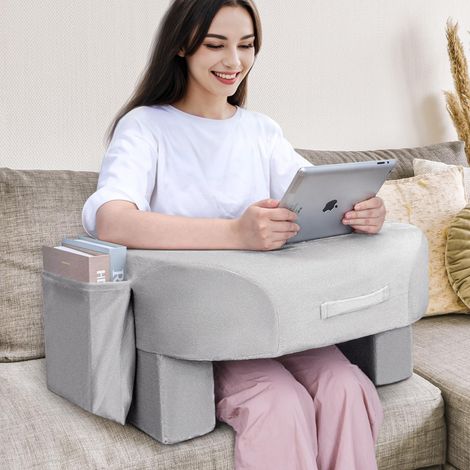 Coussin de lecture pour genoux en mousse 26D, hauteur réglable, coussin de livre avec poches de rangement latérales, coussin de bureau pour genoux pour adultes pour s'asseoir dans le lit (1/5)