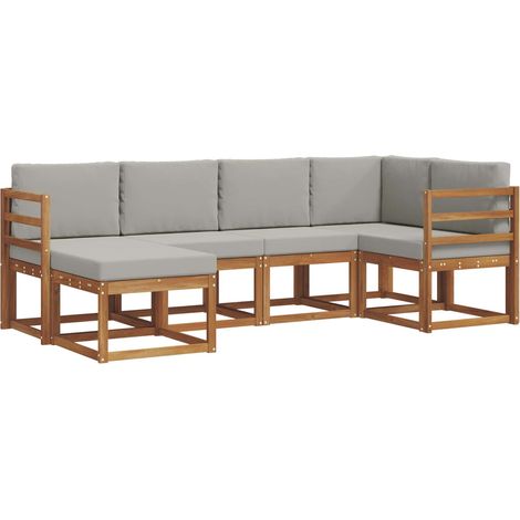 Conjunto de sofás de exterior 6 pcs Gris Natural y Claro vidaXL (1/5)