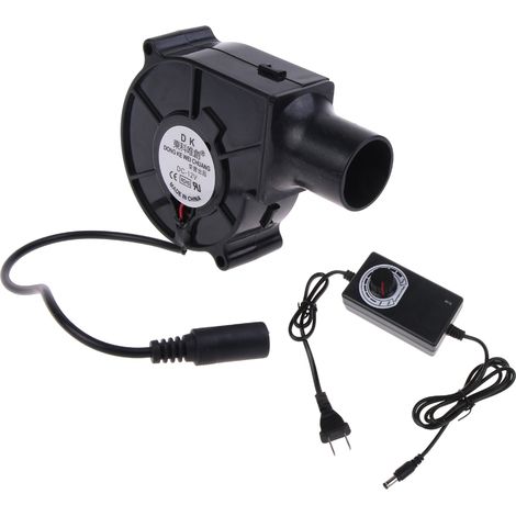 Ventilateur de barbecue 12 V, petit ventilateur portable avec orifice de captage d'air, alimentation secteur et variateur de vitesse. Compatible prises US/EU.-AquaForge