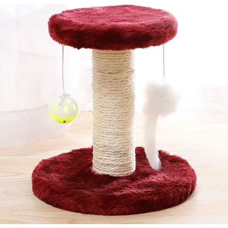 Arbre a Chat, Arbre à Chat griffoir, Jouet de Chat des Matériaux en Sisal Protection, Table Ronde de Centre d'activité de Meubles de Chat 20  18  15CM (vin rouge)
