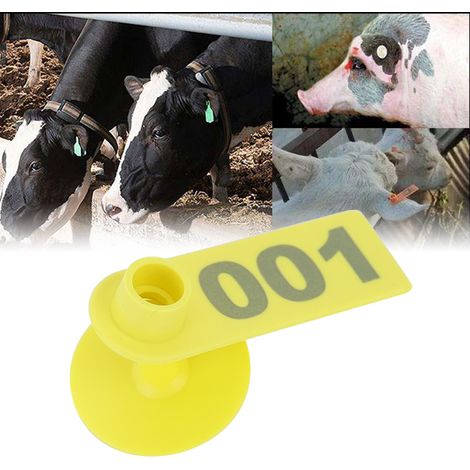 1-100 Nummerierte Kunststoff-Ohrmarken für Nutztiere, z. B. Ziegen, Schafe, Schweine (gelb) (1/5)