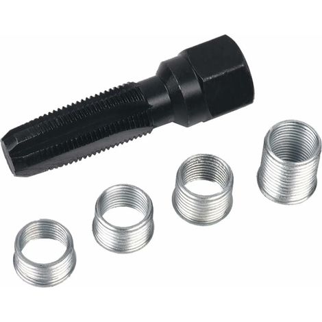 Kit de reparación de roscas de bujías de 5 piezas M14 x 1.25, kit de re-roscado de culata, herramienta de re-roscado de bujías, herramienta de reparación de roscas de cilindro de 14 mm
