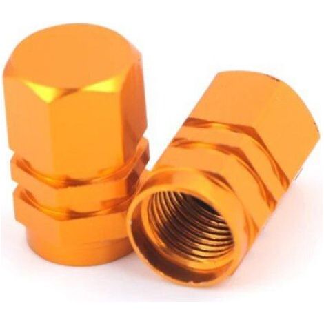 Bouchons de valve de pneu universels en aluminium,style hexagone auto,2 pièces/lot- gold[D71867]