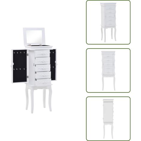 The Living Store Schmuckschrank Weiß - Schmuckkasten (1/5)