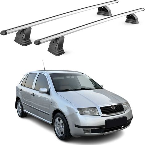 OMAC Barres de toit transversales en aluminium pour Skoda Fabia I 1999-2007 5Portes – TÜV / DIN 75302:2019 – Antivol inclus – Charge max 75 kg – 2 barres – Gris (1/5)
