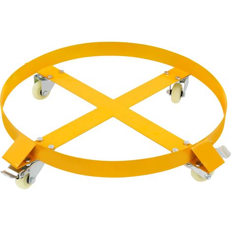 Porte-Fût 250 L Chariot à Baril Capacité de Charge 544 kg Plateau Roulant avec 4 Roulettes Pivotantes Cadre Acier Socle Rouleur Outil pour Manutention Fûts Tambours Bidons Huile Entrepôts Usines (1/5)