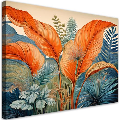 Tableau déco Feuilles de palmier orange Plantes 100x70