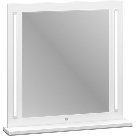 Spiegel mit LED Beleuchtung und Ablageboden in weiß matt LEESTON-131 im zeitlosen Design, B/H/T: ca. 69/67/12 cm (1/3)