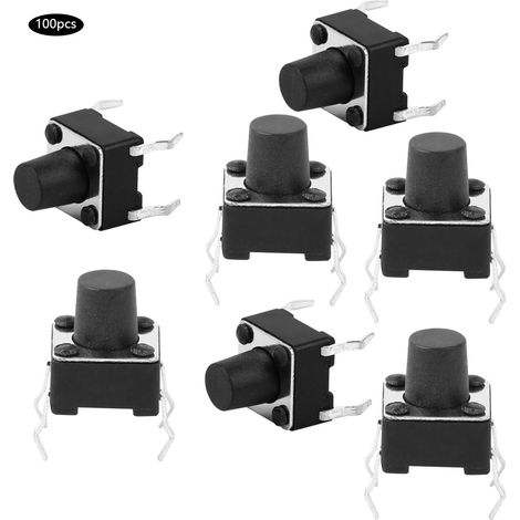 Lot de 100 mini-interrupteurs tactiles momentanés à bouton-poussoir (6 x 6 x 7 mm) (1/5)