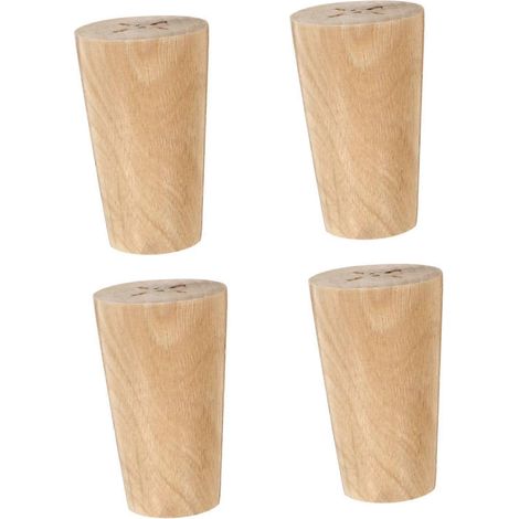 Pieds de meubles en bois blanc (ensemble de 4 pièces) - pieds coniques en bois dur massif, adaptés aux coiffeuses et aux armoires, offrant un support robuste. (1/5)