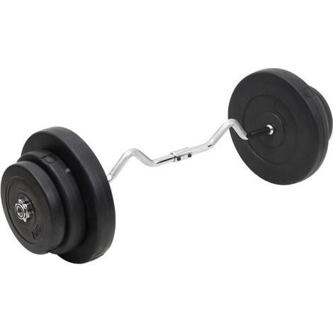Une barre d'haltères en forme de vague avec des disques de poids de 60 kg. (1/5)
