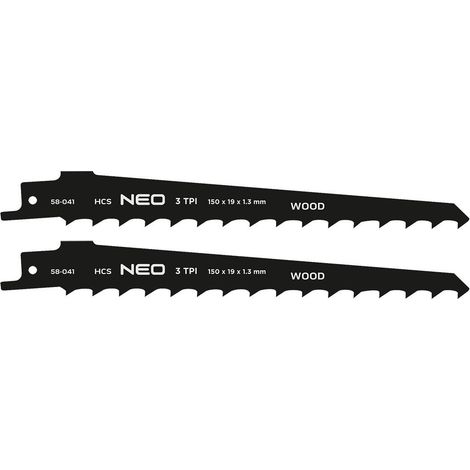 Lame de scie sauteuse neo tools hcs 150 mm 3 tpi 2 pièces