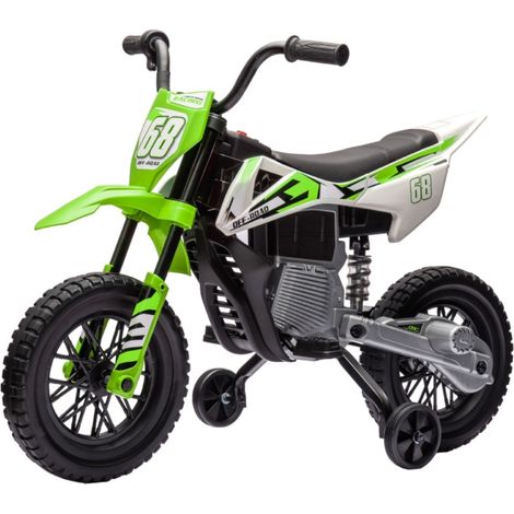 Voiture moto électrique 12V enfants 3-6 ans avec musique et stabilisateurs - Couleur verte 107x56x70cm (1/5)