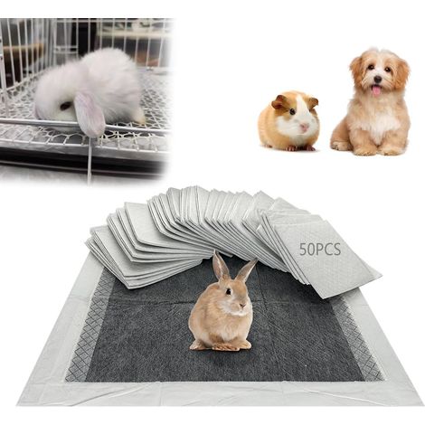 Disposable Rabbit Pads, Absorbent Guinea Pig Hygienic Mat, Pack of 50 Training Pads with Quick Dry Surface for Puppies, Cats, Chinchillas, Hamsters, Ferrets Hedgehogs (1/5)