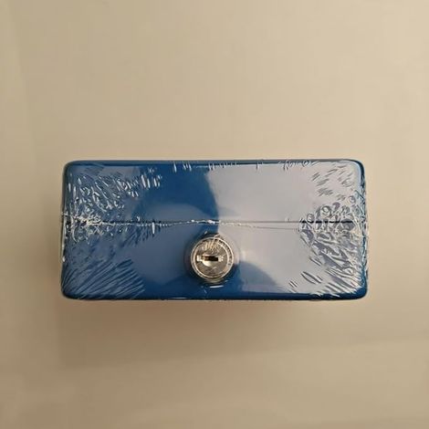 Caisse à clé, Tirelire portative en métal à Double Couche et clés pour la sécurité 12.5 10 5.6cm(S, Bleu) (1/4)