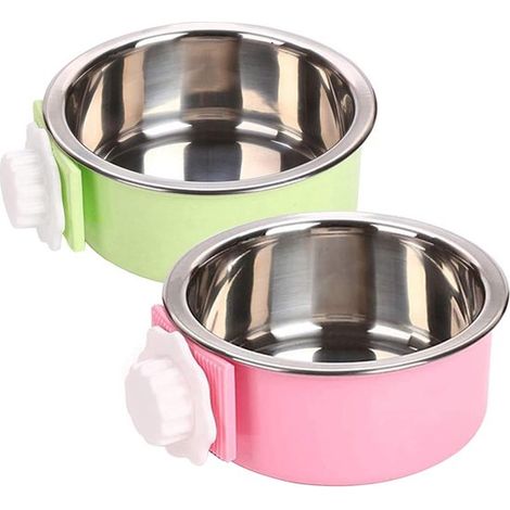 Comedero colgante de acero inoxidable para jaula de mascotas - Desmontable y fácil de limpiar (1/5)