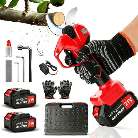 Sécateur Électrique 50mm 730W Brushless 2x 4000mAh Sécateur à Batterie, Ciseaux de Taille, Écran LED, Jardin, Rosiers, Arbres Fruitiers (1/5)