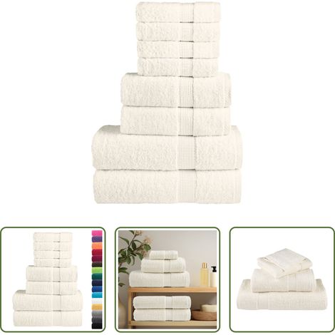 Baumwolle - 8 tlg. Premium-Handtuch-Set SOLUND Creme 600 g/m² (1/5)