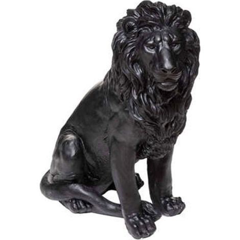 Statuette Déco "Lion en Résine" 80cm Noir (1/2)