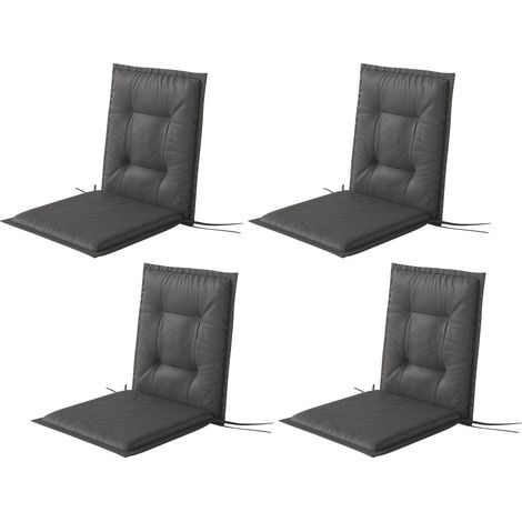 4er Set Sitzkissen 108 x 50 x 5 cm Stuhlkissen mit Bändern, Outdoor Indoor Sitzauflage, Sitzpolster, Bankpolster für Gartenmöbel, Sitzsthul, Essstuhl, Dunkelgrau Aosom