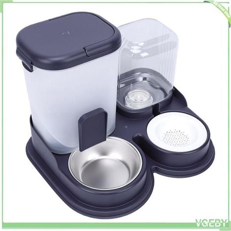 Mangeoire et distributeur d'eau pour chat 2 en 1, mangeoire par gravité automatique antidérapante pour chat de petite, moyenne et (1/4)