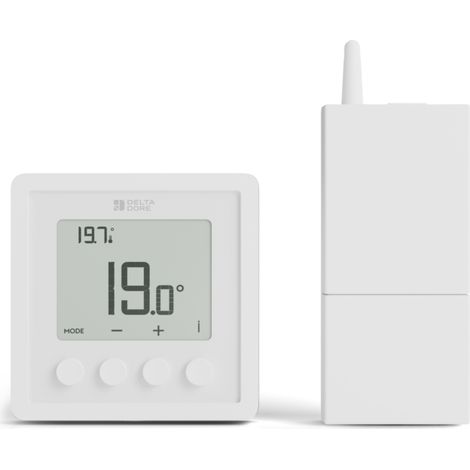 Delta Dore – Pack thermostat d'ambiance programmable Tybox RF 210 – Alimentation électrique 230V – Largeur 80mm – Liaison radio sans fil