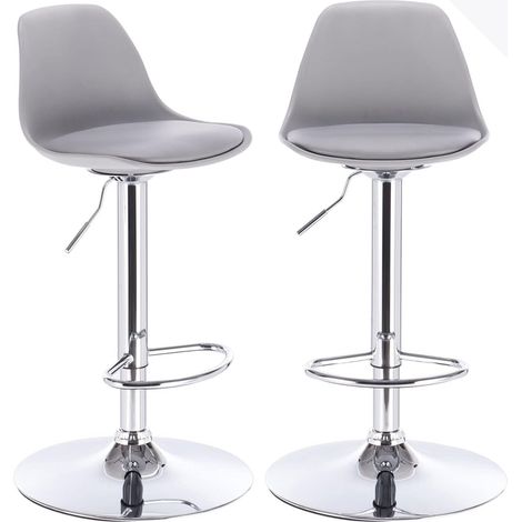 Ensemble de 2 tabourets de bar noirs avec coussin rembourré en similicuir et repose-pieds, hauteur réglable et pivotant à 360° (Integral Black) (1/5)