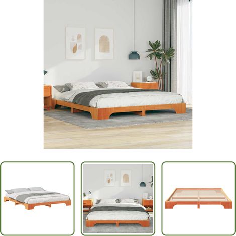 Massivholz - Bettrahmen Braun 180 x 210 cm Massives Kiefernholz (1/5)