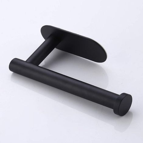 Porte Papier Toilette Auto-Adhésif Noir - En Acier Inoxydable - Pas De Perçage Nécessaire, Forte Adhérence Et Imperméable. (1/5)