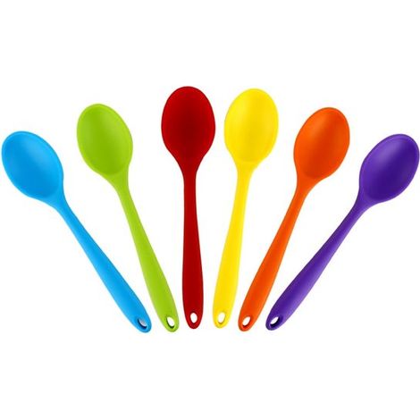 Set di 6 cucchiai da cucina in silicone, cucchiai da cucina resistenti al calore, utensili da cucina per cucinare, mescolare, cuocere al forno e servire, cucchiai da cucina in silicone, cucchiai da cu (1/5)