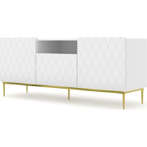 TV DIUNA 145 cm 2D1K sur cadre, blanc mat
