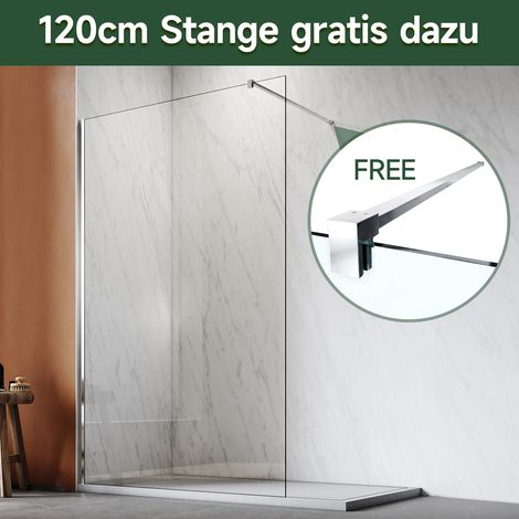 SONNI 120x200cm Walk in Paroi de douche, NANO ESG 8mm, Paroi de douche en verre avec stabilisateur (1/5)