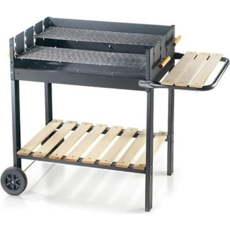 Barbecue a carbone OMPAGRILL con doppia griglia acciaio bbq grande 70 x 45 a carbonella
